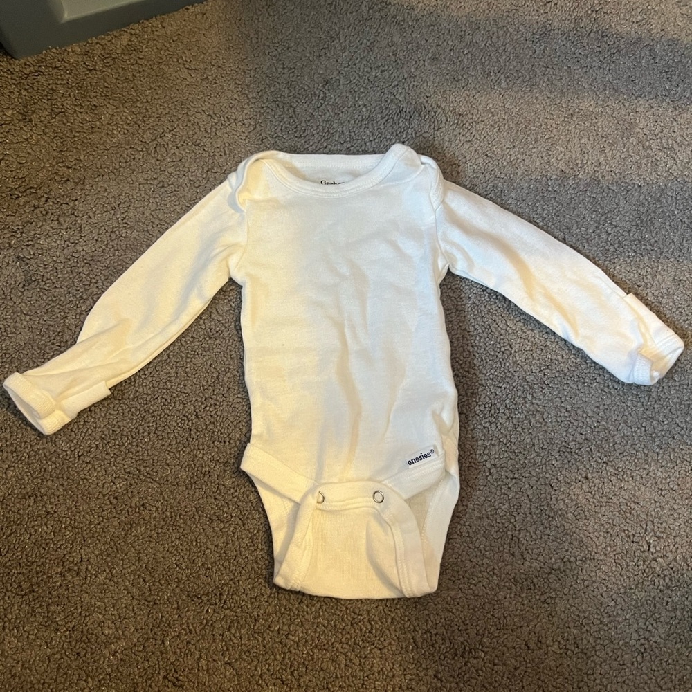 Lot of 5 white long sleeve onesies
